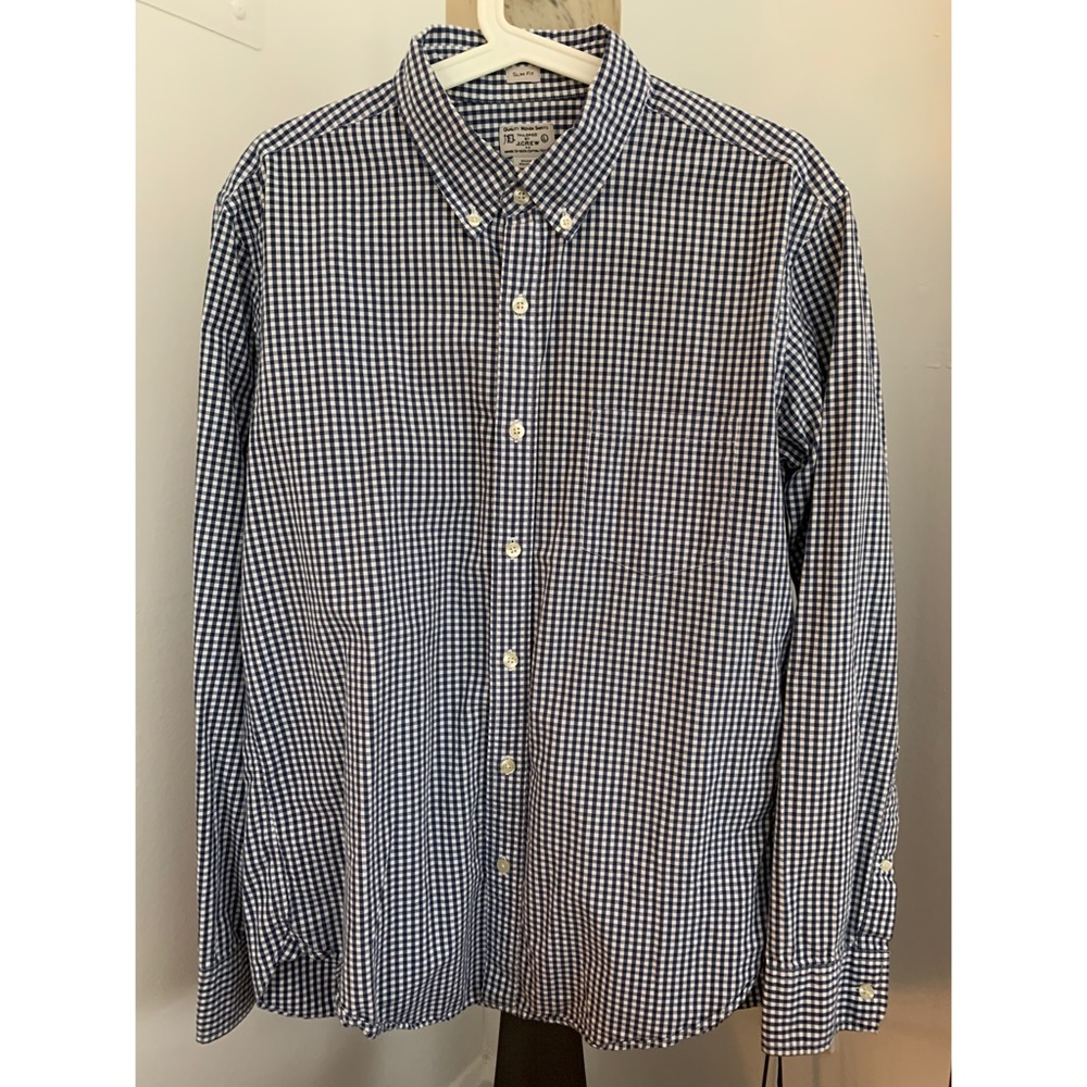 J. Crew Blue Gingham Button Down Shirt (Slim Fit)